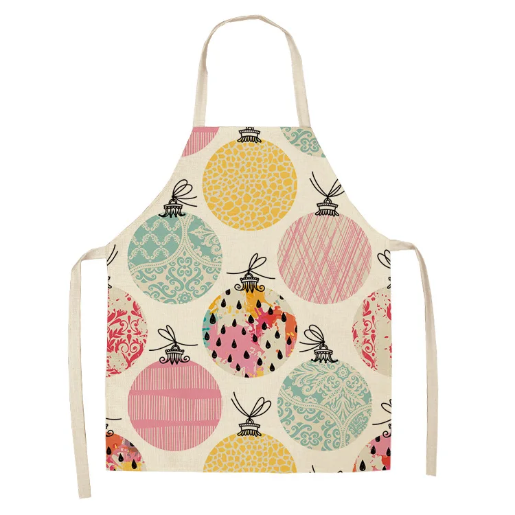 Parent-child Kitchen Apron Merry Christmas Snowflake Deer Printed Sleeveless Cotton Linen Aprons for Kid Men Women Home Cleaning