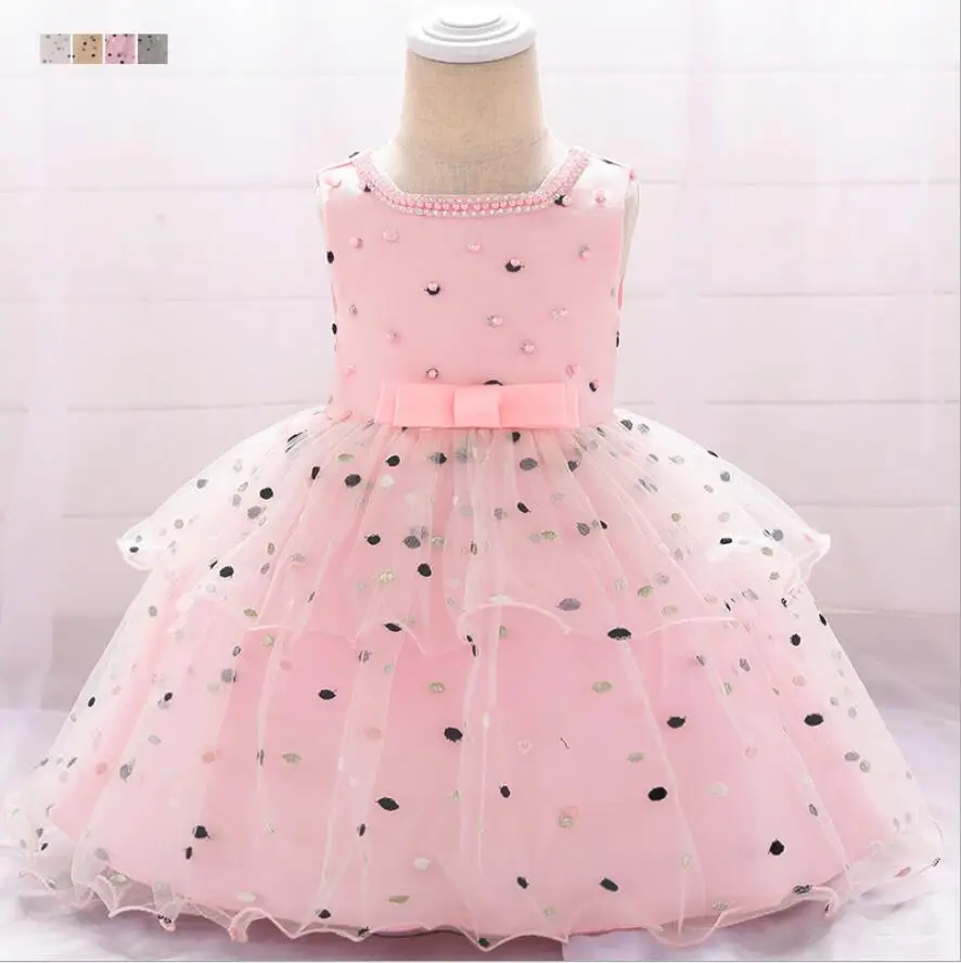 1 предмет Платье принцессы с бусинами в горошек для маленьких девочек дня