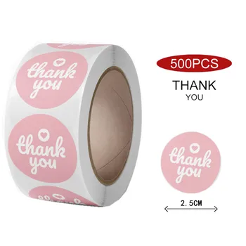 

Pink Gift Sealing Label Thank You Stickers Scrapbook 500pcs for BusinessTaste Order Wedding Envelope Handmade Packing Stationery
