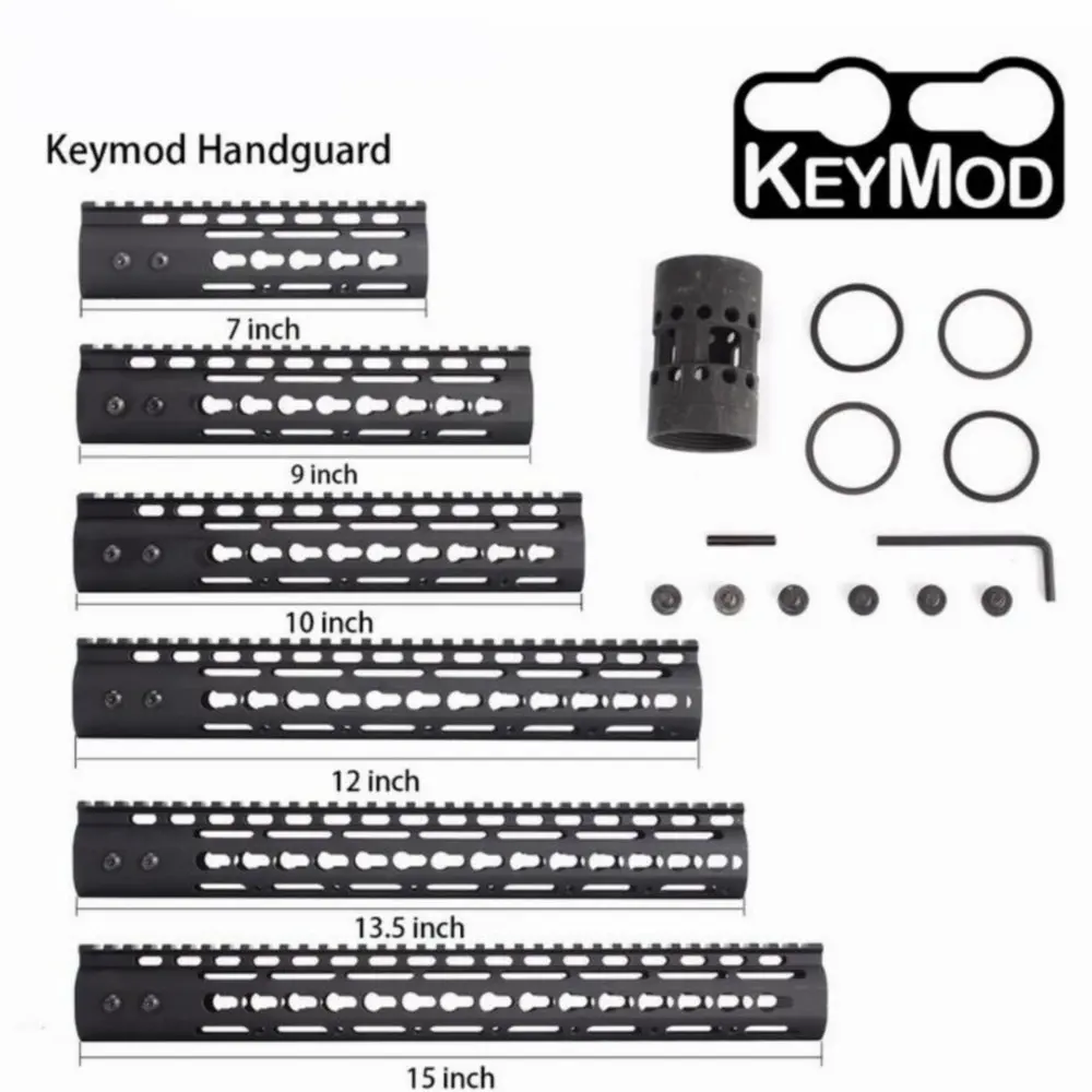 AR15 свободный поплавок тонкий стиль " 9" 1" 12" 13," 15" Keymod ствольная накладка Пикатинни рельс с стальная муфта ствола для крепления прицела