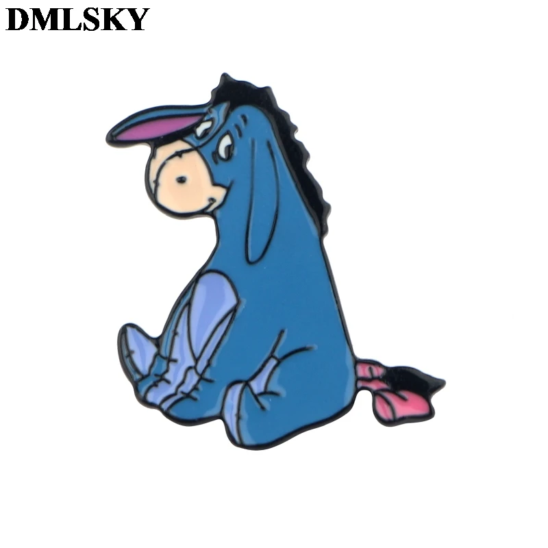 DMLSKY, мультяшный Ослик, забавные металлические булавки для женщин и мужчин, булавка для рюкзака, индивидуальная брошь для одежды, значок, очаровательное ювелирное изделие M3981