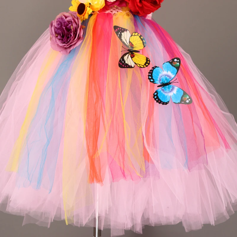 Flower Girl Fancy Princess Tutu Dress Fairy Wedding Bridesmaid Tulle Dress Kids Birthday Party Pageant Formal Graduation Costume (14)