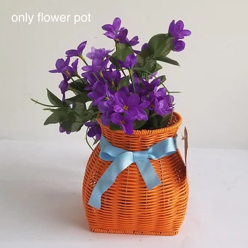 

Space Saving Corrosion Resistance Succulents Imitation Vine Home Decor Woven Eco Friendly Handmade With Bowknot Flower Pot Craft