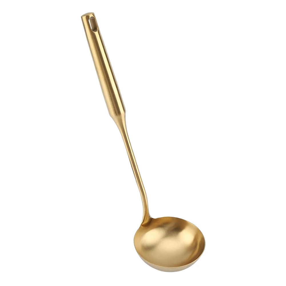 Stainless Steel Ladle Spoon Big Soup Ladle Kitchen Spatula Turner Cooking Tool Gold 03# Soup Ladle 