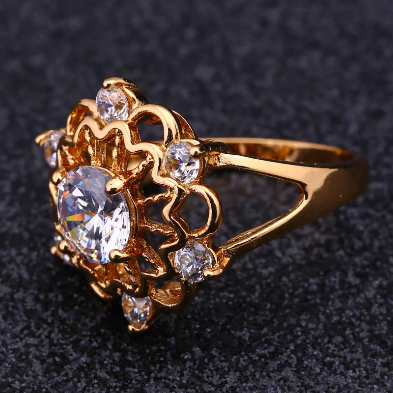 Женское кольцо из розового золота с белым цирконом размеры 5 75 6 7 R358|ring jewelry|jewelry