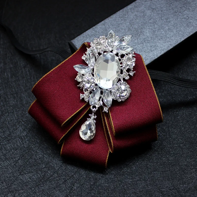 

British Designer Men's Suit Shirt Rhinestone Bow Tie Trendy Fashion High Quality Wedding Groom Kids Bowtie for Men Accessories