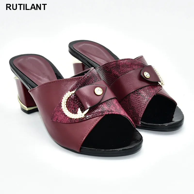 

Latest Design Hot Selling Italian Style Slingbacks African Women Slippers Woman Peep Toe Square High Heels Ladies Sandals Shoes