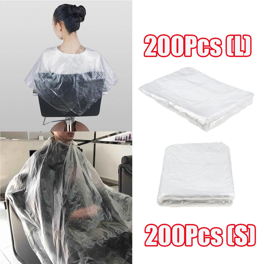 400pcs 2 Size Transparent Disposable Hair Cutting Capes Salon Gown Unisex
