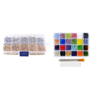 

1 Set Diy Jewelry Making Material Kit & 1 Set 24 Color Tube Bead Accessories Mixed Color Diy Bracelet Necklace