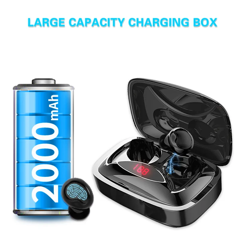 

X29 TWS Bluetooth 5.0 Fingerprint Touch Wireless Bluetooth Earphone Headset with Charging Box Intelligent Digital Display