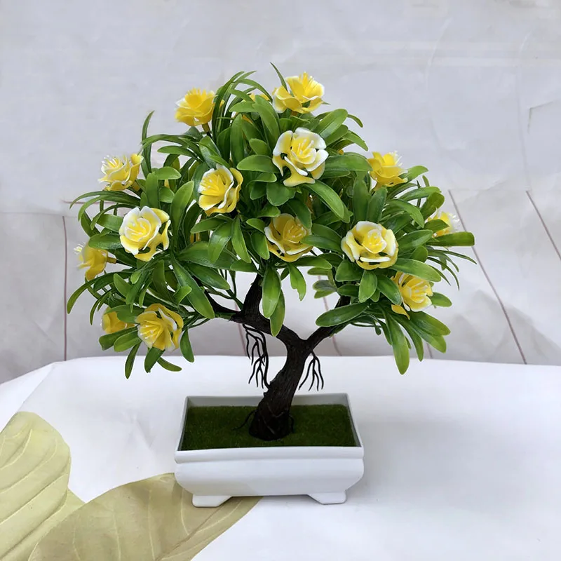 Искусственные зеленые растения бонсай имитация пластиковый маленький горшок для дерева украшения в горшках для домашнего стола украшения сада 52841 - Цвет: 2JH-52841-63