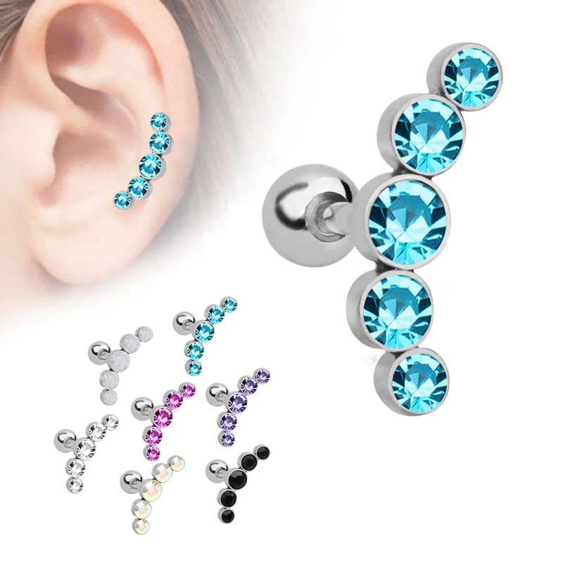 Серьги-гвоздики из нержавеющей стали с цирконием для ногтей, хряща для ногтей, маленькие серьги-гвоздики, Helix Rodear, Bone Ding, прокол, украшение для экрана, ювелирные изделия