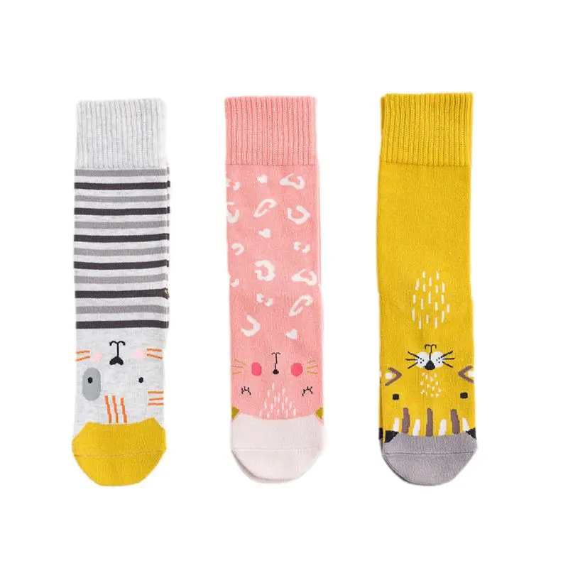 3 пары женских забавных хлопковых прямых носков с рисунком кота мяу в рубчик, чулочно-носочные изделия Y1AC