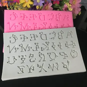 

New Heart Shaped English Capital Letters Fondant Silicone Cake Decoration Chocolate Clay Biscuit Mould DIY Fondant Tools