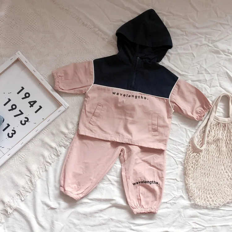 

2019 Autumn Clothing New Style Korean-style Children Hooded Lettered Set Children Lettered Juxtaposition Long Sleeve Two-Piece S