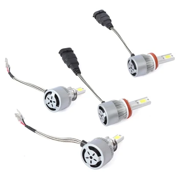 

New 4Pcs C6 LED Car Headlight Kit COB H3/H11 36W 7600LM White Light Bulbs