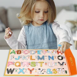 Madeira magnética ortografia jogo carta reconhecimento quebra cabeça bebê aprendizagem precoce brinquedos educativos para crianças auxiliares de ensino