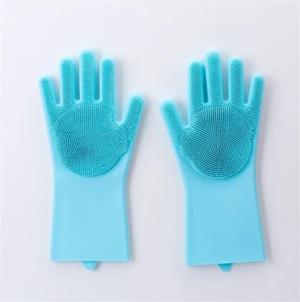 1 пара Заводская Цена Бытовые Силиконовые перчатки для мытья посуды кухонные перчатки для чистки посуды многофункциональные волшебные перчатки - Цвет: Синий