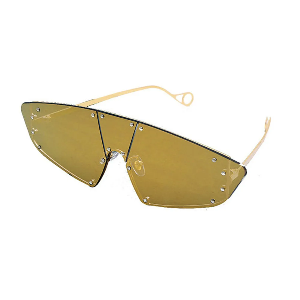 MINCL/Европа и США стиль; Новинка; в стиле ретро; в Металлическая Мозаика солнечные очки, сексуальные котика для девочек солнцезащитные очки FML - Цвет линз: gold lens