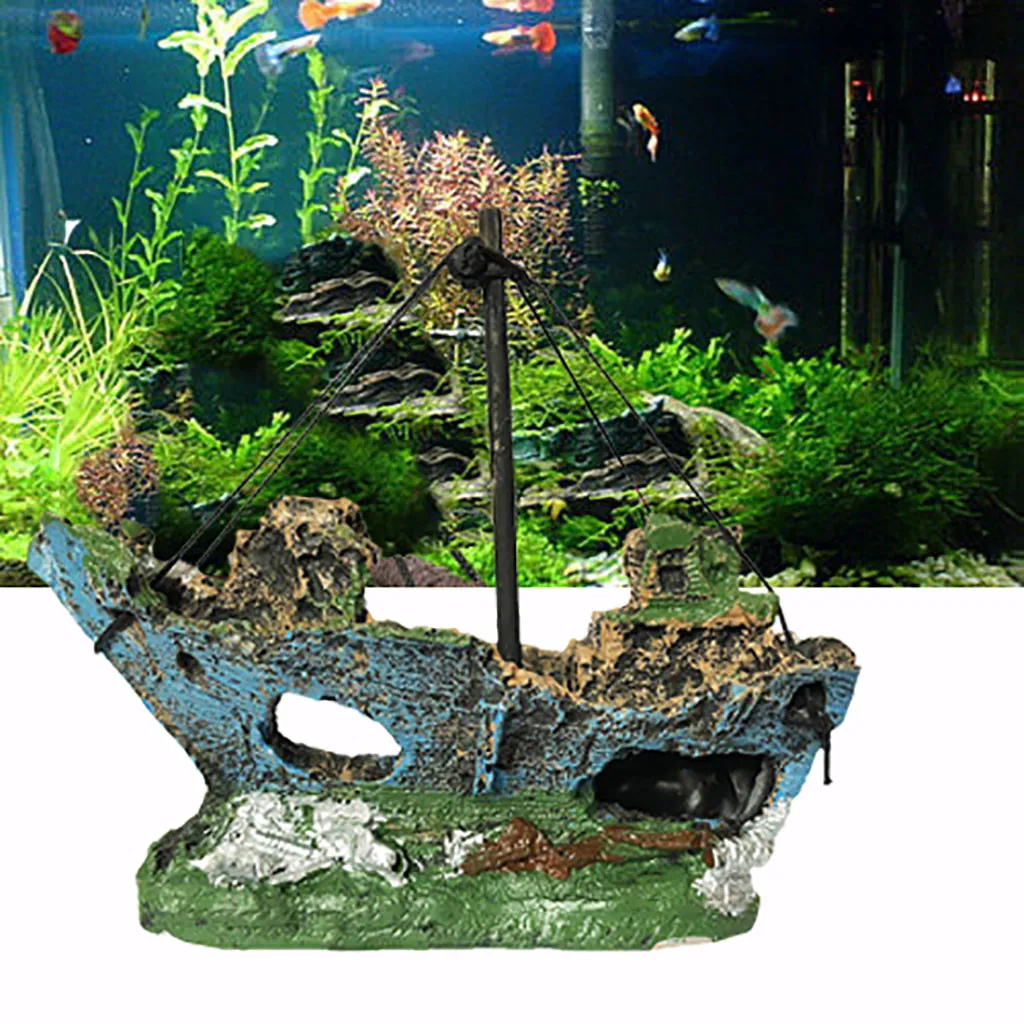 

Fish Tank Resin Ship Mini Fish Tank Pirate Boat No Fading Ornaments for Home Garden Aquarium Decoration Garden Fish Tank Decor