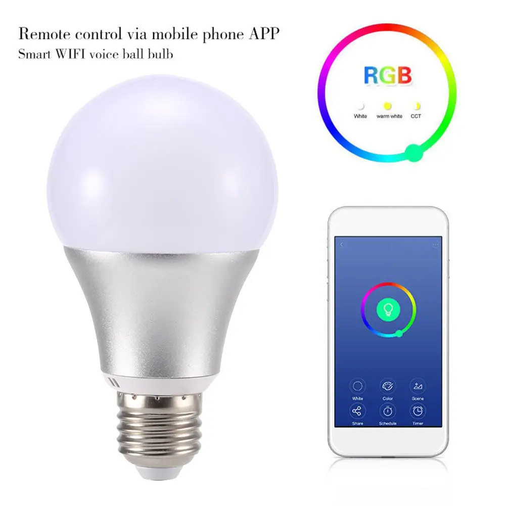 E27 WiFi Smart Light Bulb RGB LED Lamp 11W Multicolor Dimmable Bulb Voice Control Compatible with Alexa and Google Assistant