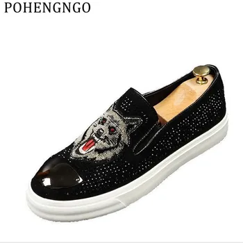 

New Casual Men Office Comfortable Shoes Black Suede Water Drill Men / women Party Loafers Luxury Men printing Dress flats