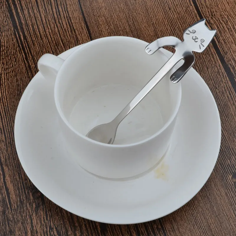 1 шт. в форме кота Милая кофейная супа из нержавеющей стали мини-ложка с длинной ручкой кухонный инструмент высокого качества