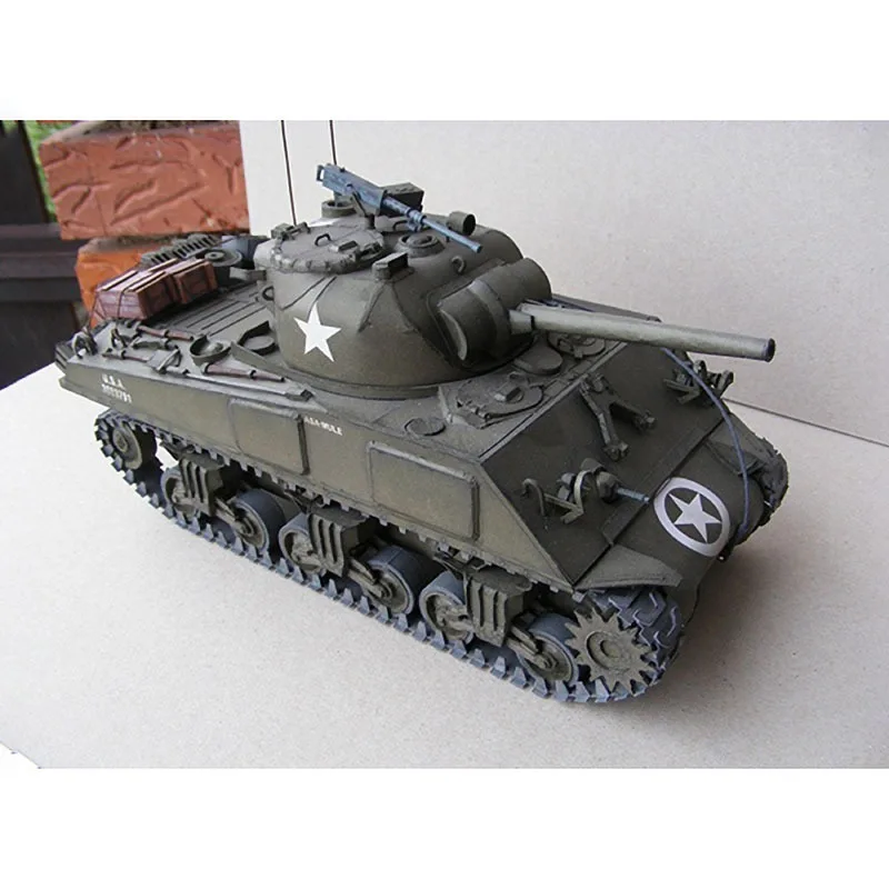 1:25 Американский Шерман M4A3 средний танк emulatory DIY 3D бумажная карта Модель Строительный набор образовательных военных моделей строительные игрушки