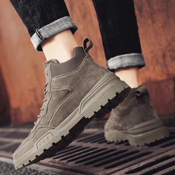 

2019 Hot Sale High Quality Martin Boots Men's Winter Warm Shoes In The Boots Men's Snow Tooling Shoes High To Help Men's Shoes