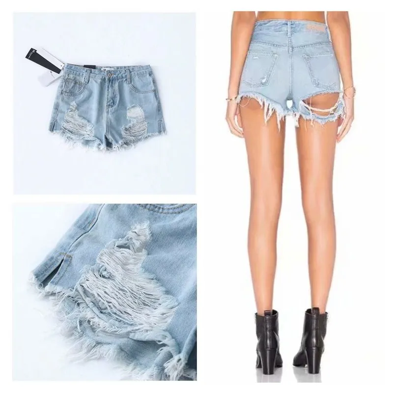 

Nice Sexy Women Hole Jeans Short Pockets Streetwear Hollow Out Tassel High Waist Denim Shorts Casual Solid Shorts