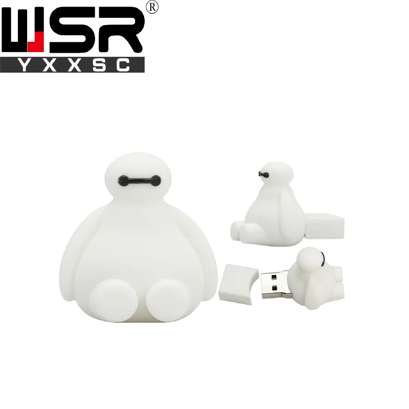 Cute cartoon BAYMAX model usb2 0 pen drive 32gb 64gb 128gb high speed waterproof usb key 5