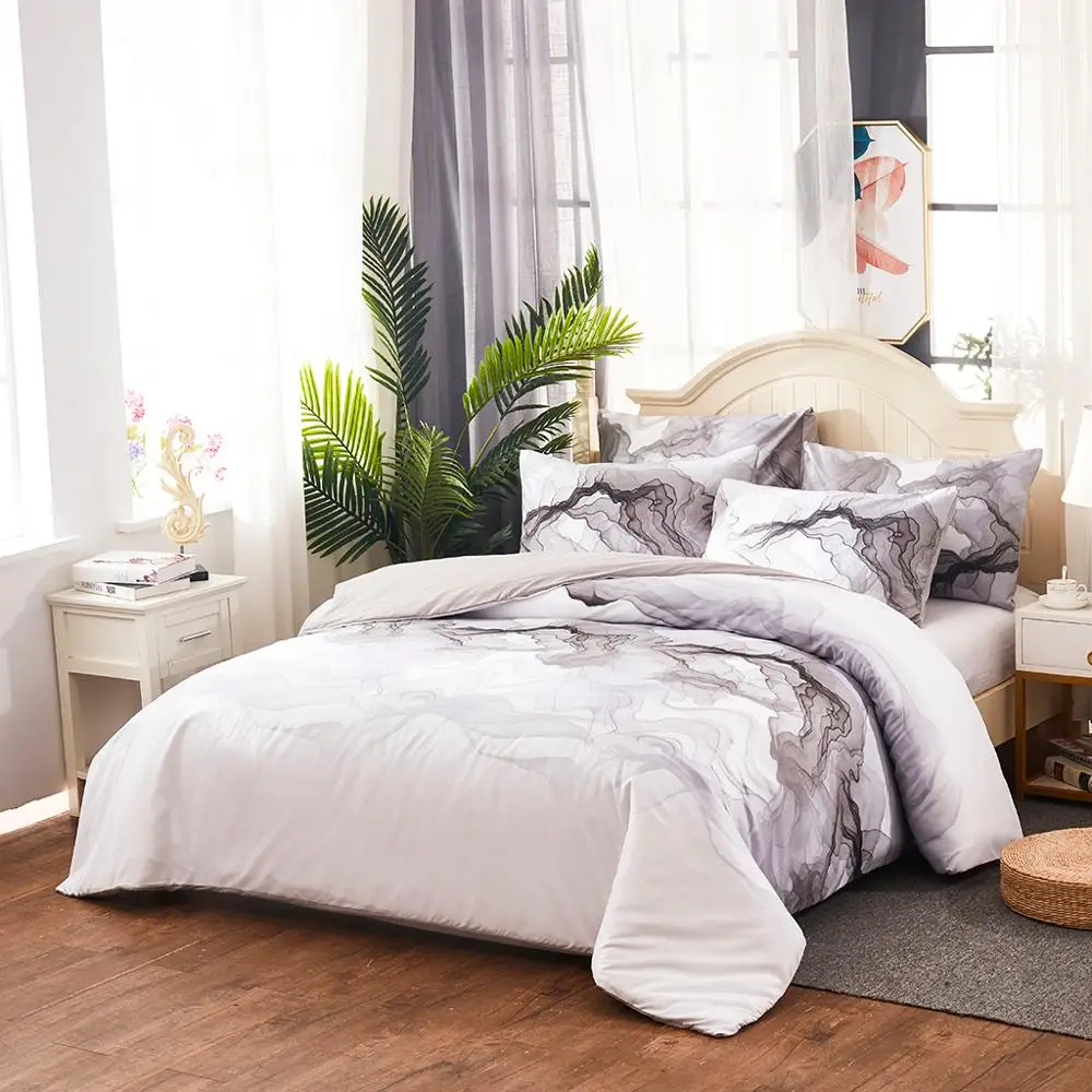 

New Chinese monochromes comforter bedding set bed duvets cover set Queen King Quilt Cover Pillow case Bedclothes Home Textile
