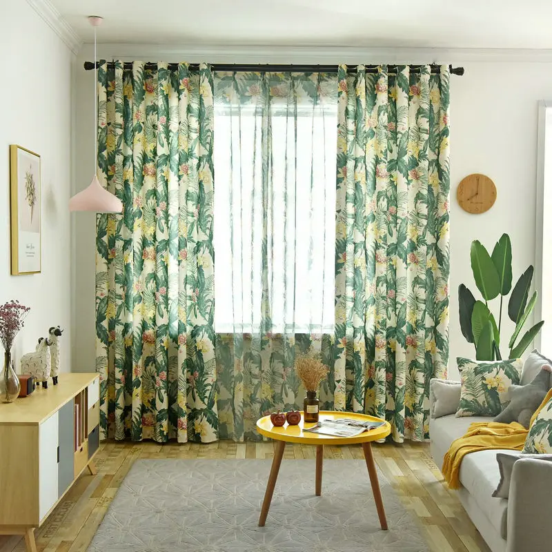 

Blackout Curtain For Living Room Rainforest Printed Drapes Bedroom Kitchen Balcony Pastoral Fresh Sheer for Window Decoration