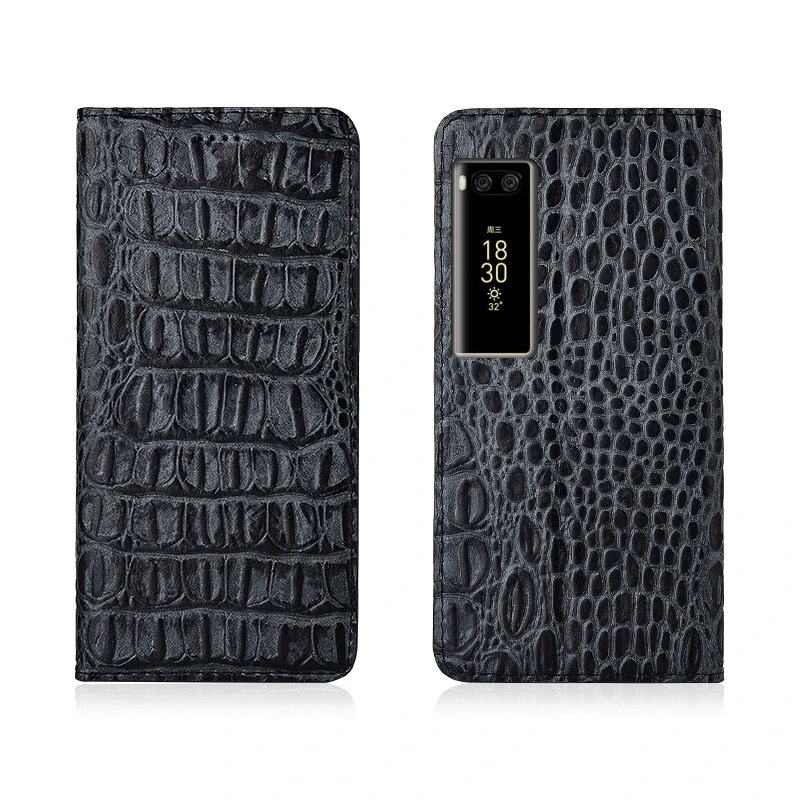 

Crocodile Back Pattern Genuine Real Leather Magnetic Flip Phone Bag For Meizu Pro 7 Plus/Meizu Pro 7 Phone Case Coque Funda Capa