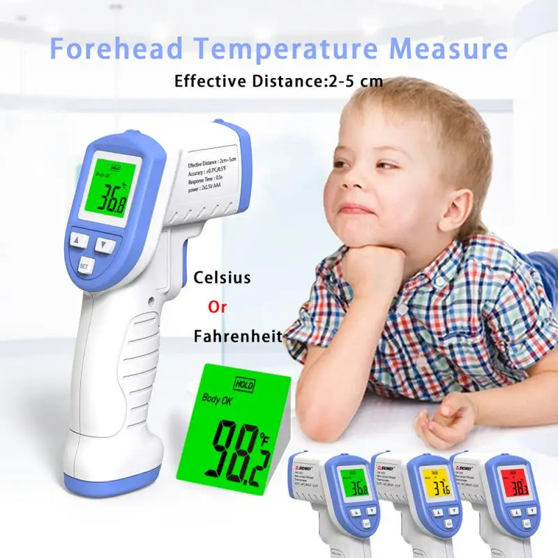 

IR Infrared Digital Non Contact Forehead Temperature Warning Thermometer Color Change Infrared Temperature Detector Baby Adult