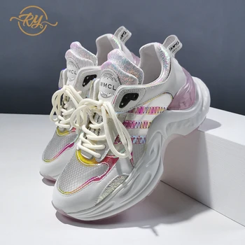 

RY-RELAA womens sneakers shoes 2018 fashion Genuine Leather wedge sneakers INS off white shoes luxury shoes women running shoes