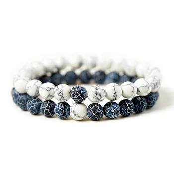 Hot 2pcs/set 7 Style Couples Distance Bracelet Natural Stone Yoga Beaded Bracelet for Men Women Friend Gift Charm Strand Jewelry