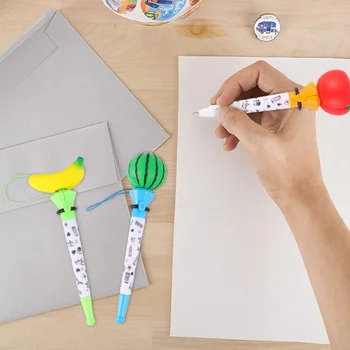 

6 PCS Creative Decompression Ballpoint Pen Cartoon Fruit Elastic Ball Pen for Students