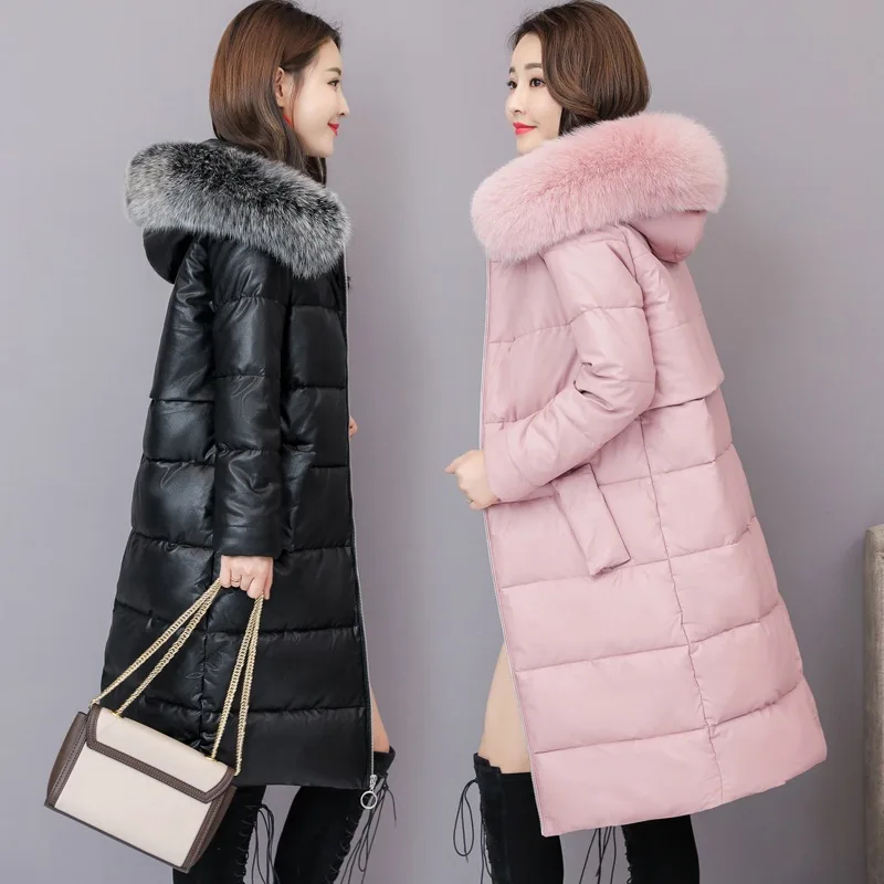 

2019 Winter New Style Korean-style Slim Fit Fox Fur Collar Western Style down Jacket Cotton-padded Clothes Mid-length Western St