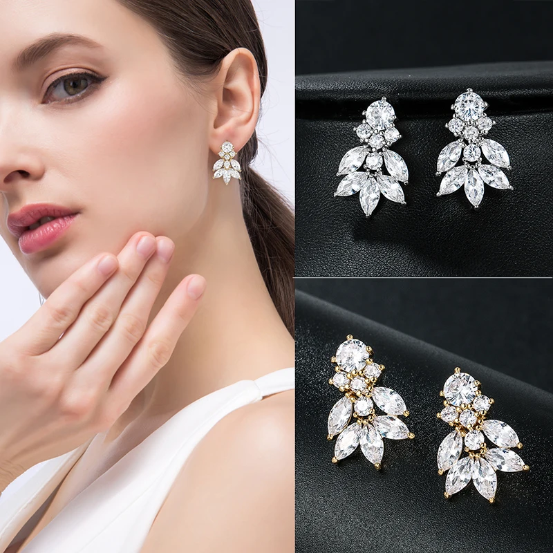 New Arrival High Quality Marquise Lead Cubic Zirconia Crystal Drop Earrings for Wedding Bridal or Bridesmaid | Украшения и