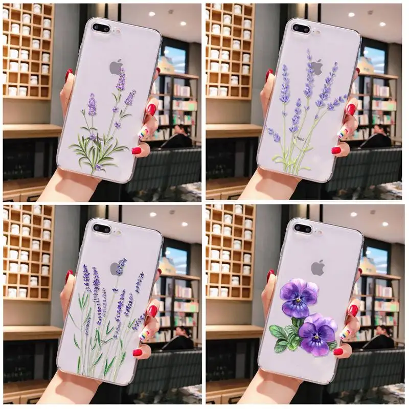 Простой Лавандовый чехол для телефона с фиолетовыми цветами iPhone X XS MAX 6 6s 7 7plus 8 8Plus