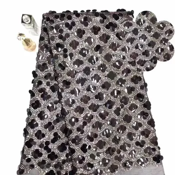 

New quality African lace 2019 series fabric, 3d sequins African French web lace with exquisite sequined fabric