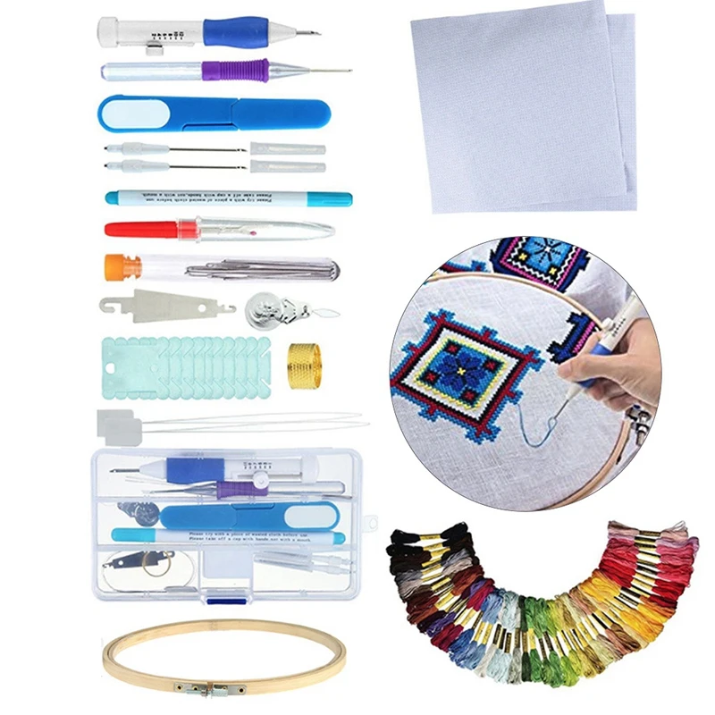 

Hot New DIY Magic Embroidery Stitching Punch Needle Tool Stitching Punch Pen with Case Sets DIY Craft Sewing Tool for Embroidery
