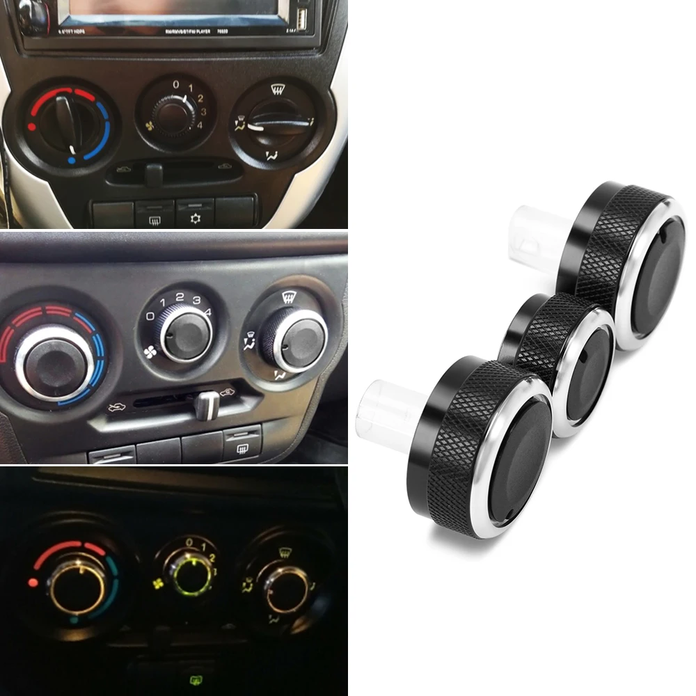 3pcs per set Aluminum Alloy Car Styling Air Conditioning Knob AC Knob