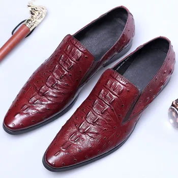 

Mens Formal Shoes Genuine Leather Oxford Shoes For Men Italian 2019 Dress Shoes Wedding Laces Leather Crocodile Shoes