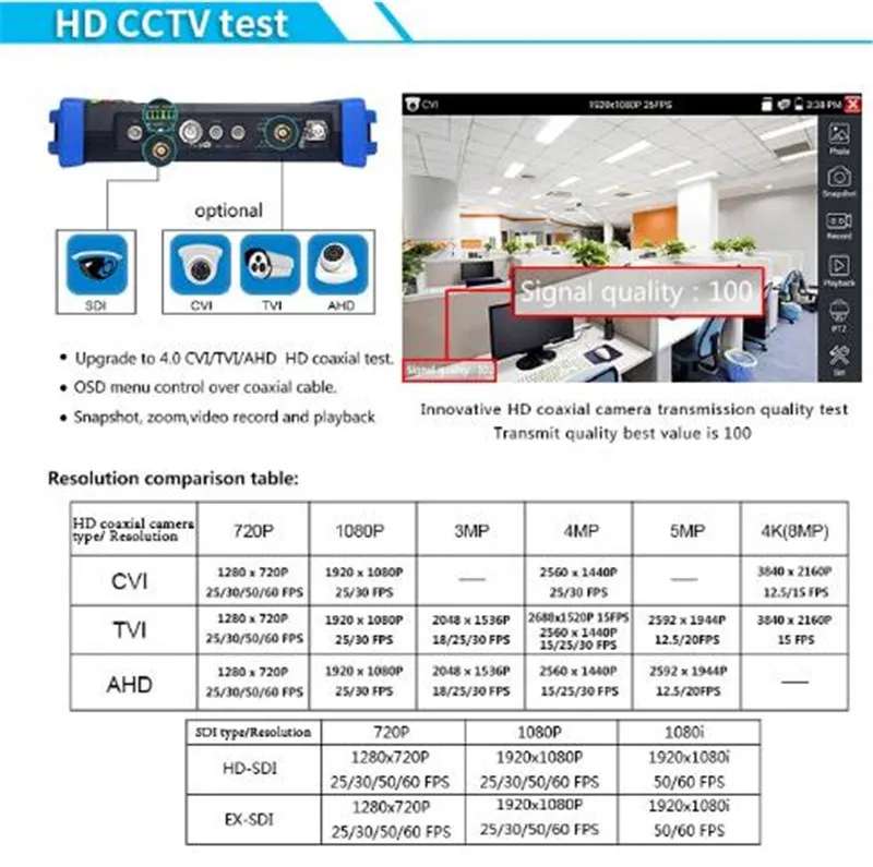 4K 7 "1920*1200 IPC монитор камеры CCTV Тест er 4MP CVBS аналоговый сенсорный экран с IP HDMI 8G wifi H.265 CCTV Тест er