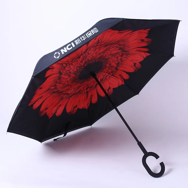 

Car Reverse Umbrella Double Layer Creative C- Shape Hands-Free Straight Umbrella-Standing Car Reverse Umbrella Can Be Printed Lo