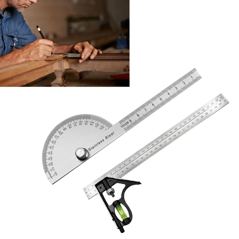 180 Degree Protractor Metal Angle Finder & Angle Square Measuring Tools Goniometer Angle Ruler