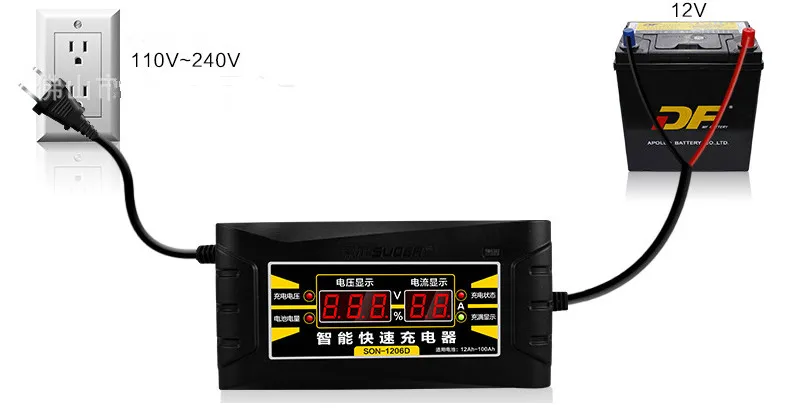 Зарядное устройство 12V6A авто Электрический автомобильный поводок кислотная батарея зарядное устройство для смартфонов Быстрый дисплей