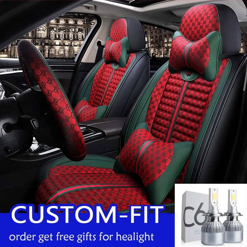 Для Toyota Hilux Revo Vigo pu Кожаные чехлы автомобильные аксессуары для заказа фар - Название цвета: Красный